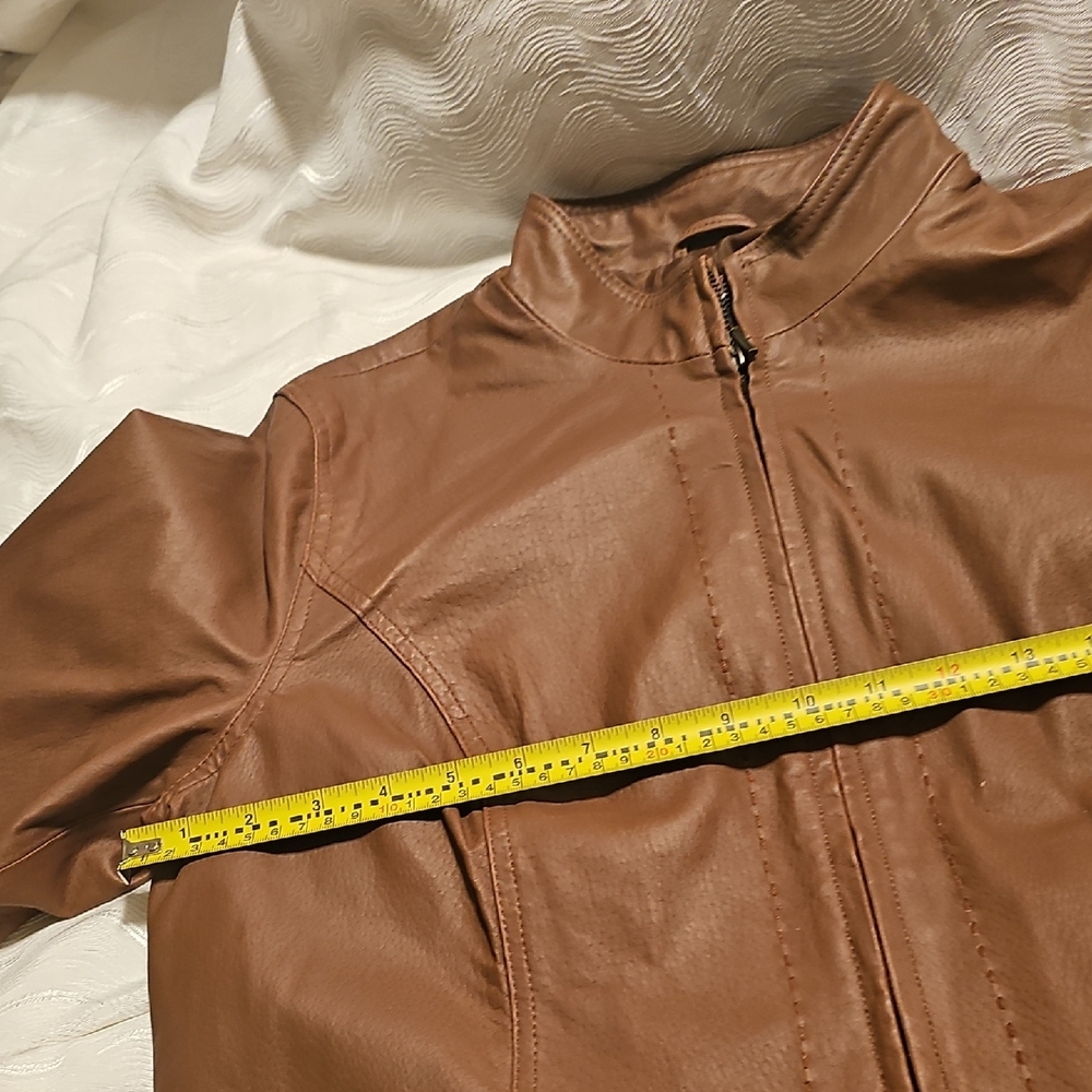 Coldwater Creek Tan Leather Jacket Womans Large - Picture 10 of 15
